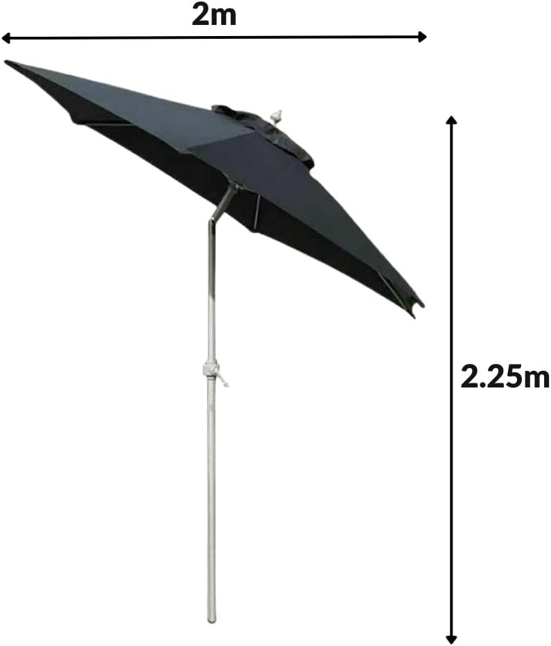 2m Lightweight Aluminium Garden Parasol with Crank Handle